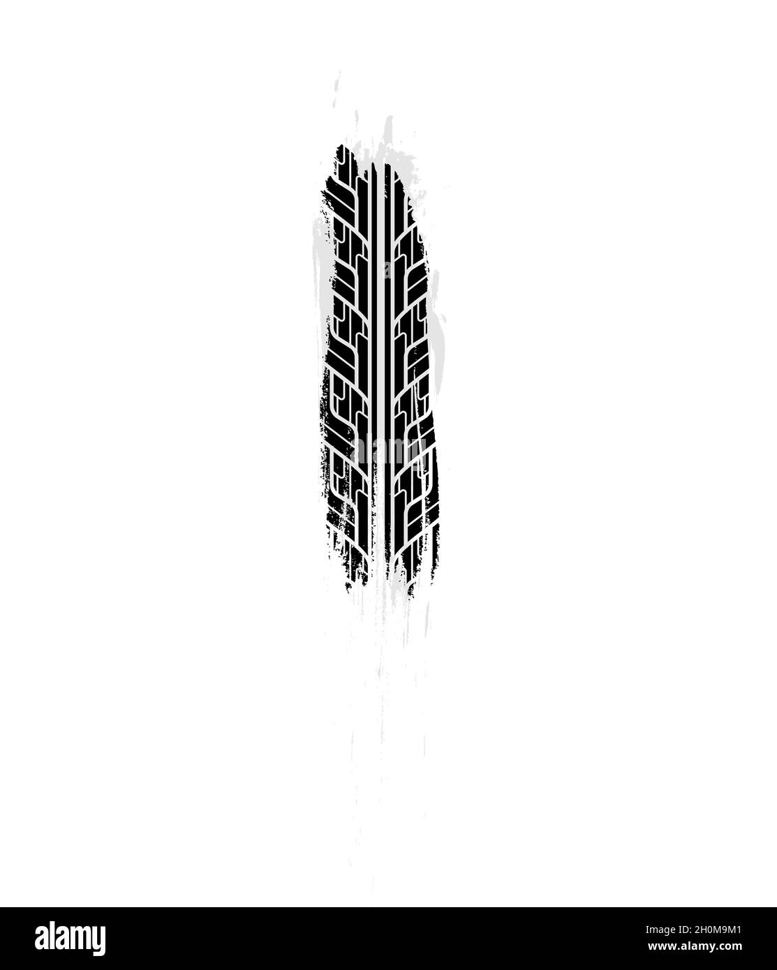 Realistic grunge wheel tires trace, car tread tracks isolated on white Stock Vector
