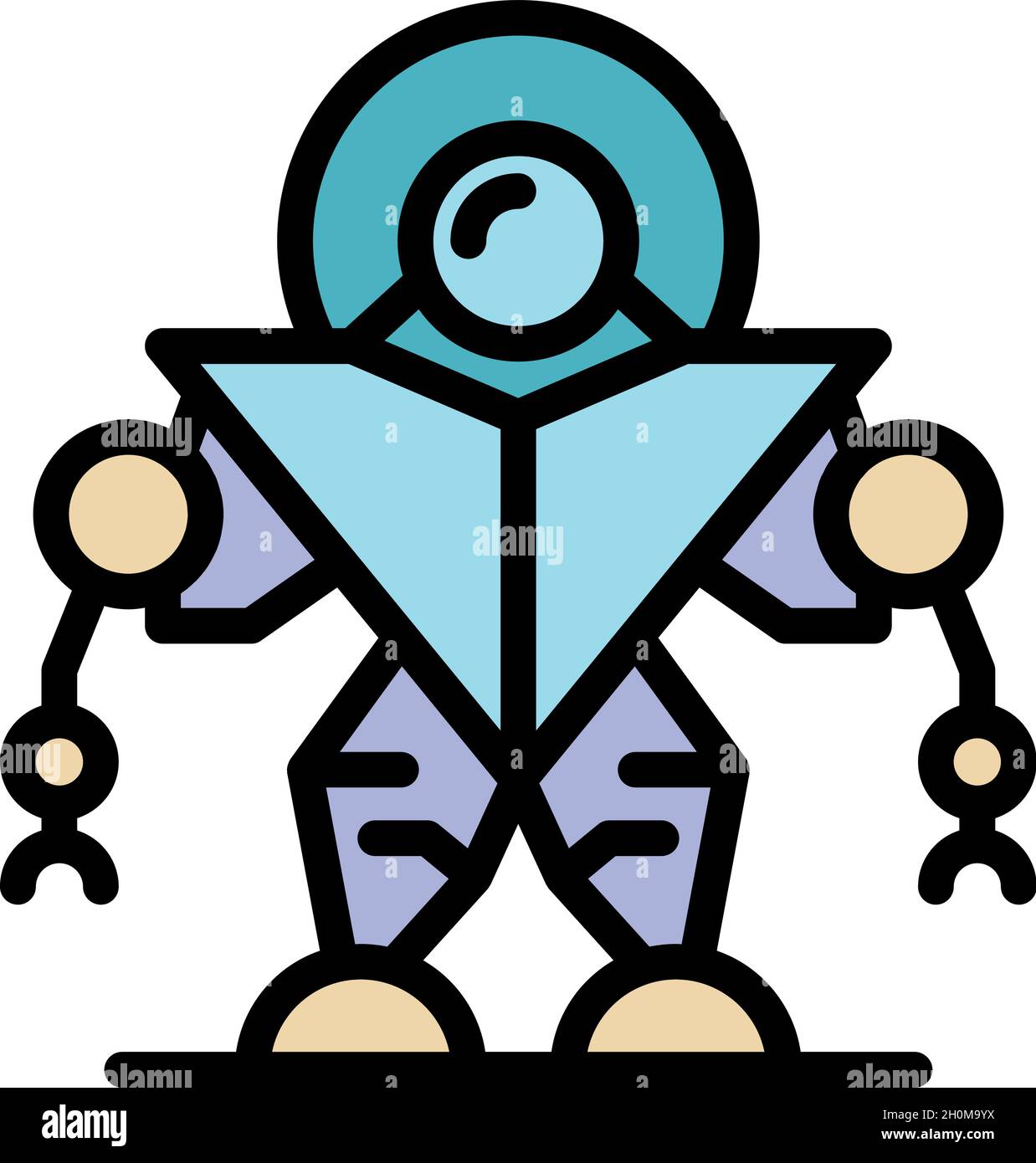 Robot icon. Outline robot vector icon color flat isolated Stock Vector ...