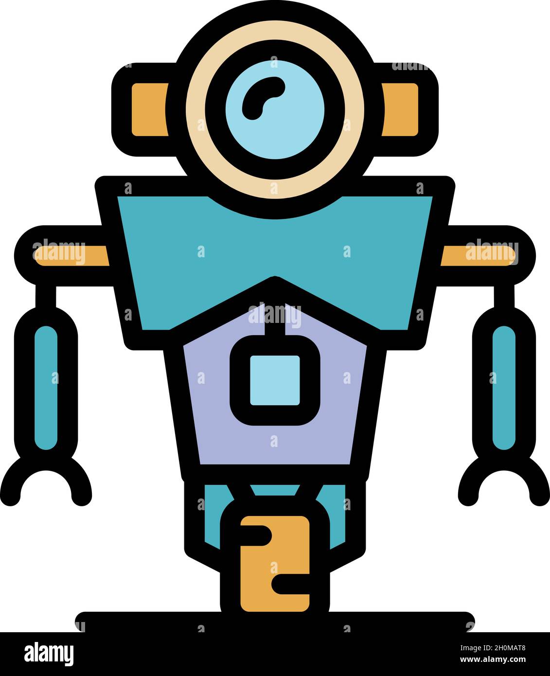 Science robot icon. Outline science robot vector icon color flat isolated Stock Vector