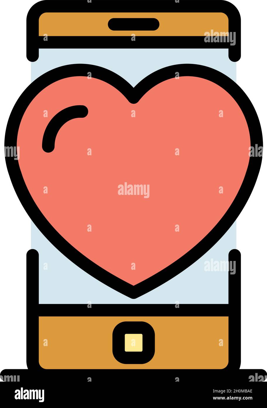 Smartphone heart icon. Outline smartphone heart vector icon color flat isolated Stock Vector