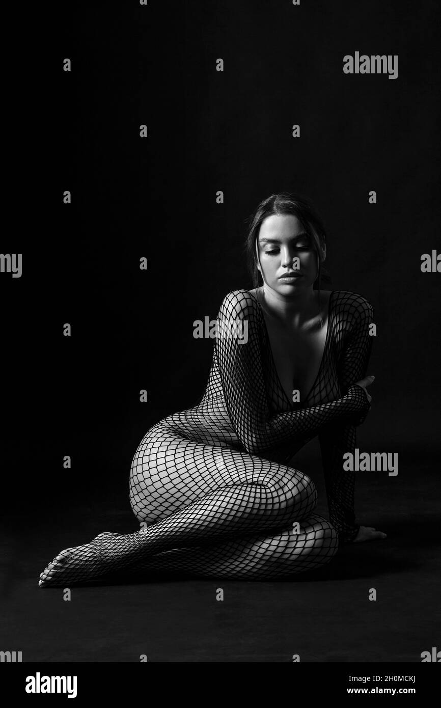 sexy full body fishnet Sexy One-Piece Cut Out Fishnet Bodystocking, Full-Body Sleeveless Halt main image 1