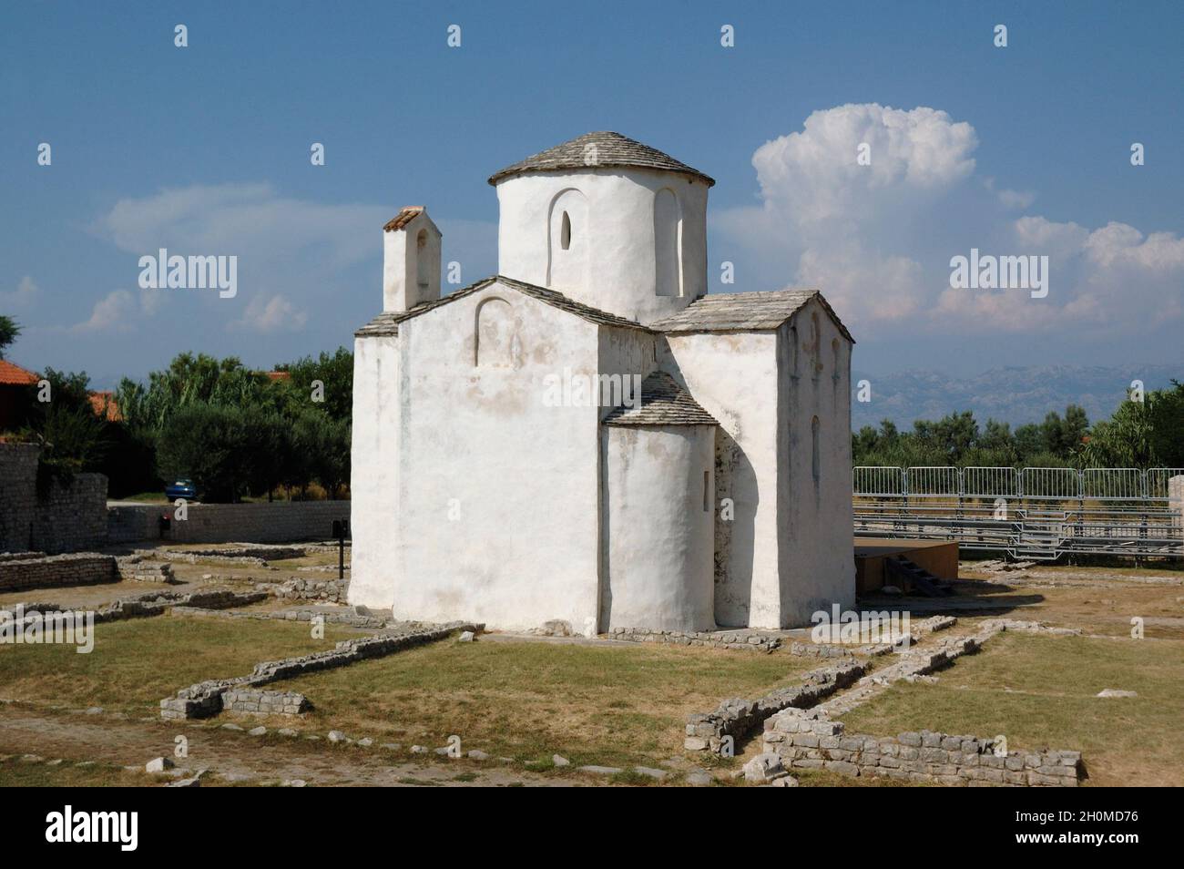 Church of the Holy Cross (Crkva svetog Križa) - Croatian Pre-Romanesque Catholic church, originating from the 9th century, Nin, Zadar County, Croatia Stock Photo