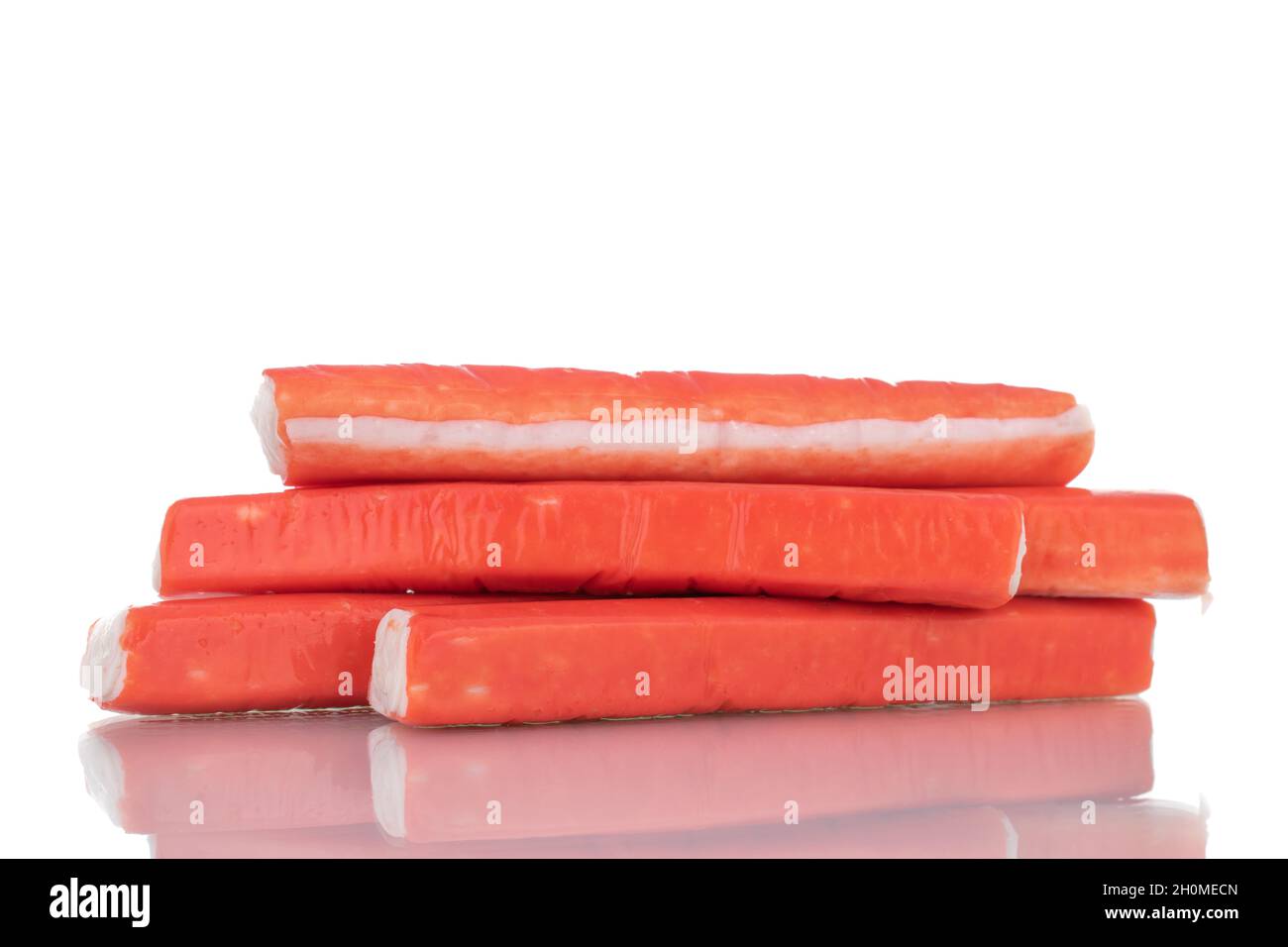 Several frozen crab sticks, closeup, isolated on white Stock Photo Alamy