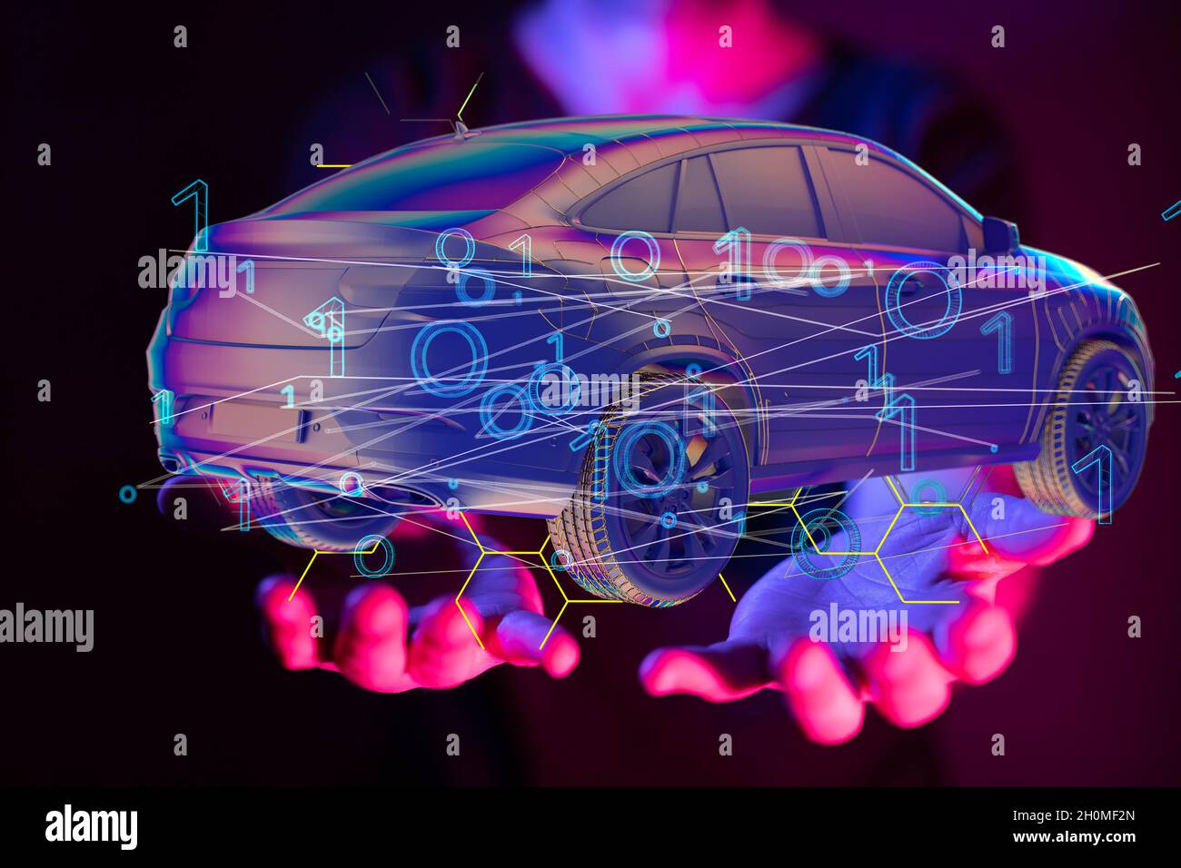 Rendering of Autonomous car with HUD graphic of Navigation system ...