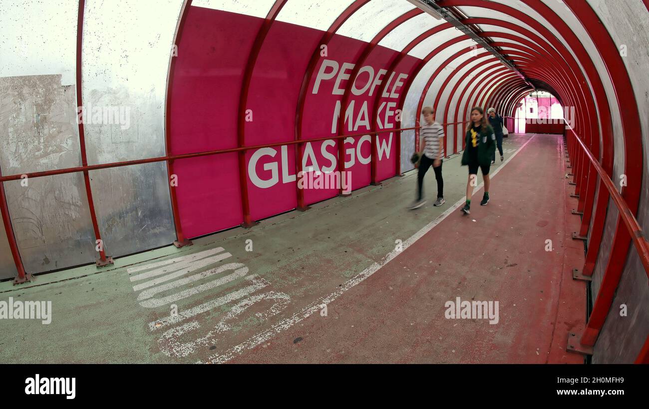 Glasgow, Scotland, UK 13th October, 2021. Cop 25 sees the designated site beside the clyde gearing up with the finnieston covered walkway the entrance to the site from trainstation. at the north end beside the designated site.   Gerard Ferry/Alamy Live News Stock Photo