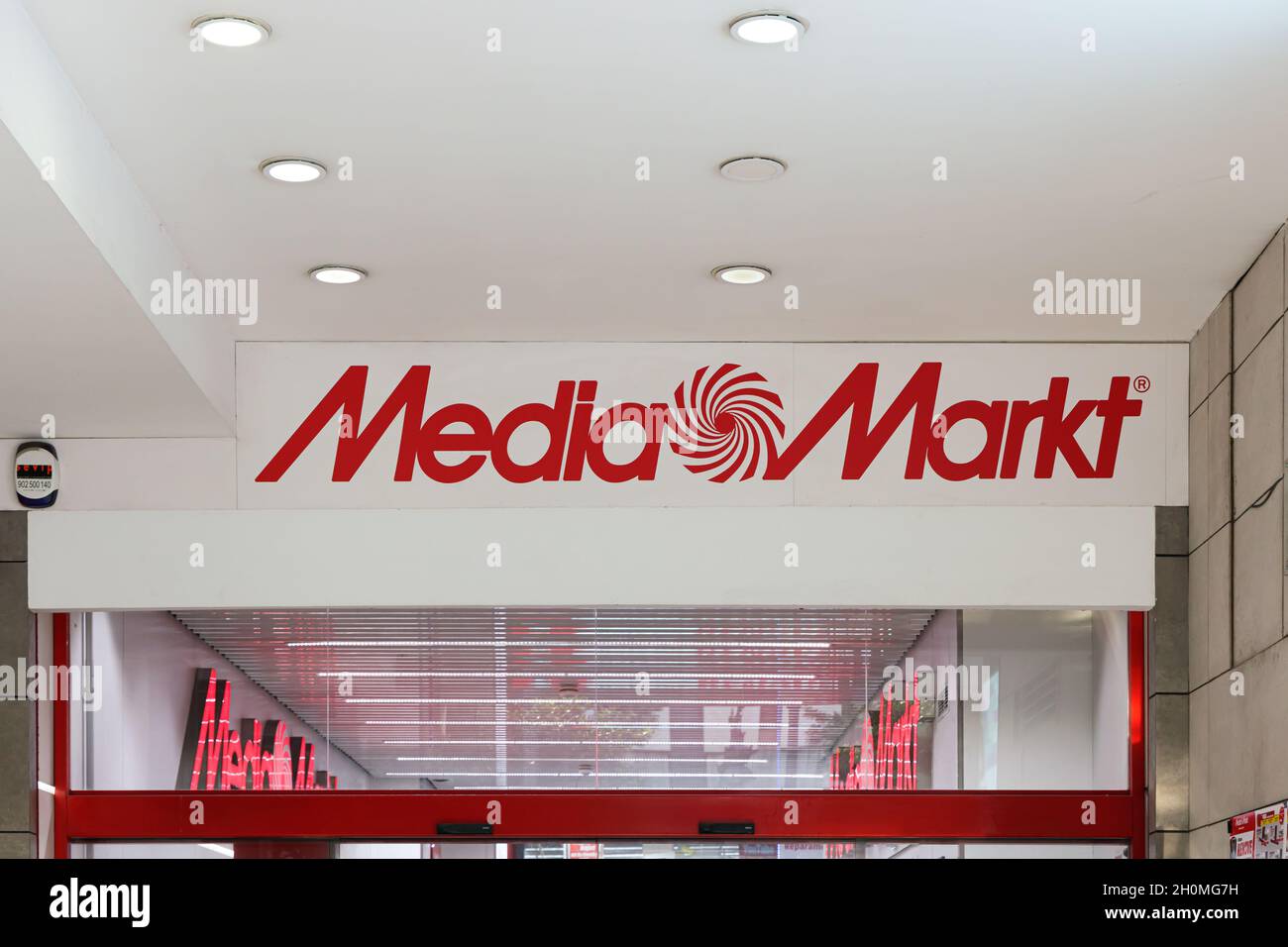 VALENCIA, SPAIN - OCTOBER 07, 2021: Media Markt is a German multinational chain of stores selling consumer electronics Stock Photo