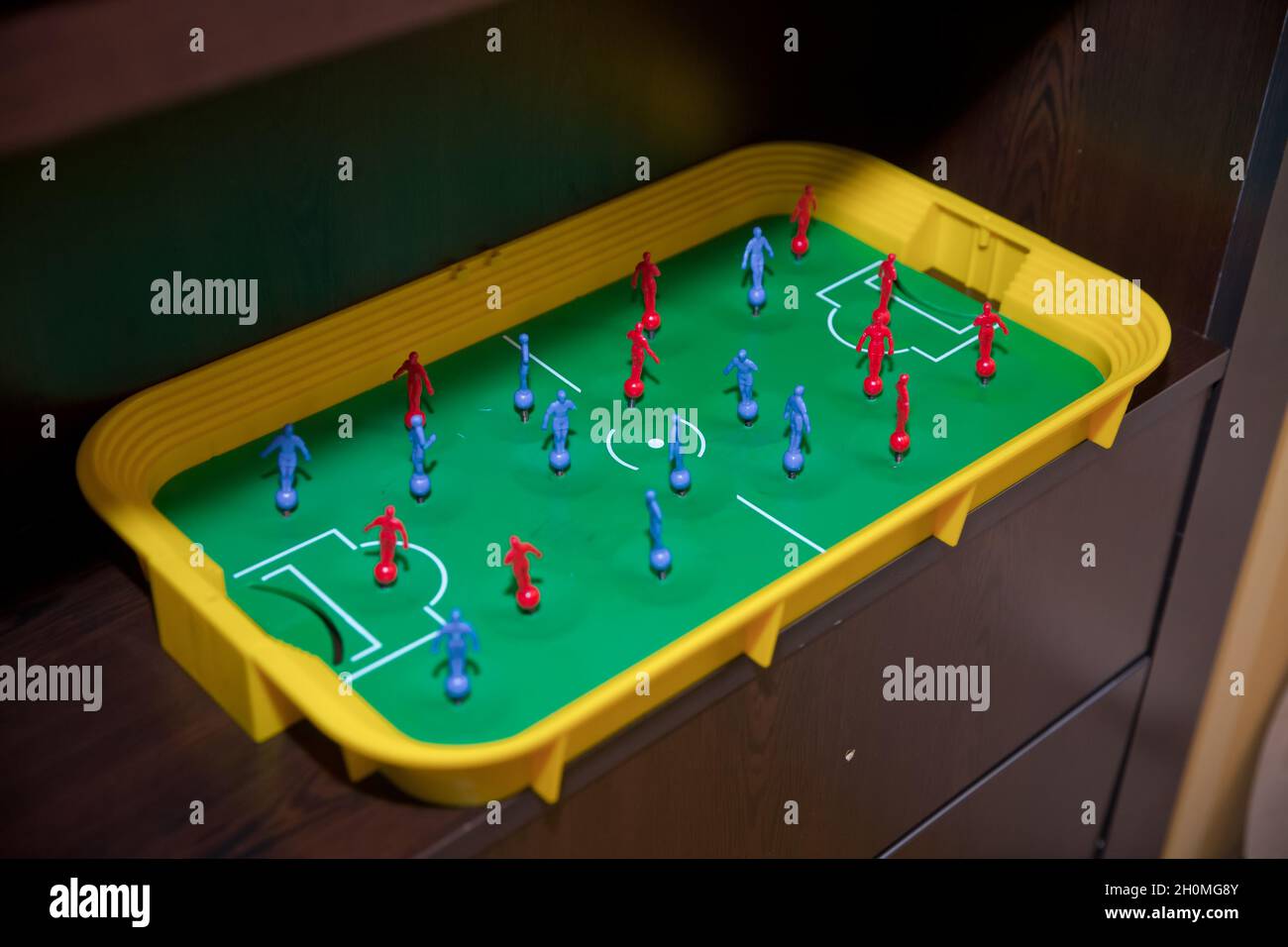 Foosball table. Top view of foosball table . Mini table football