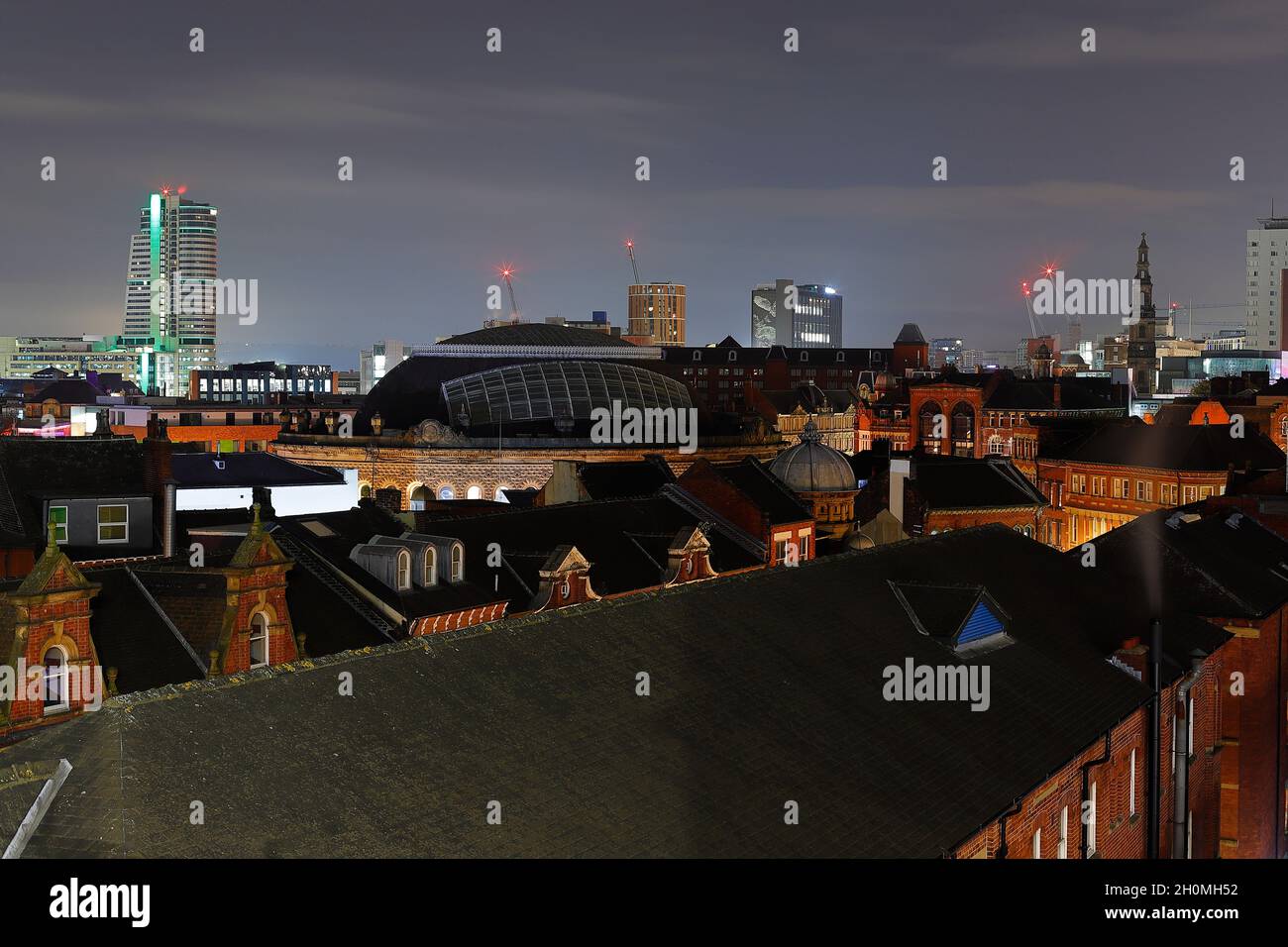 A view across rooftops in Leeds City Centre Stock Photo Alamy
