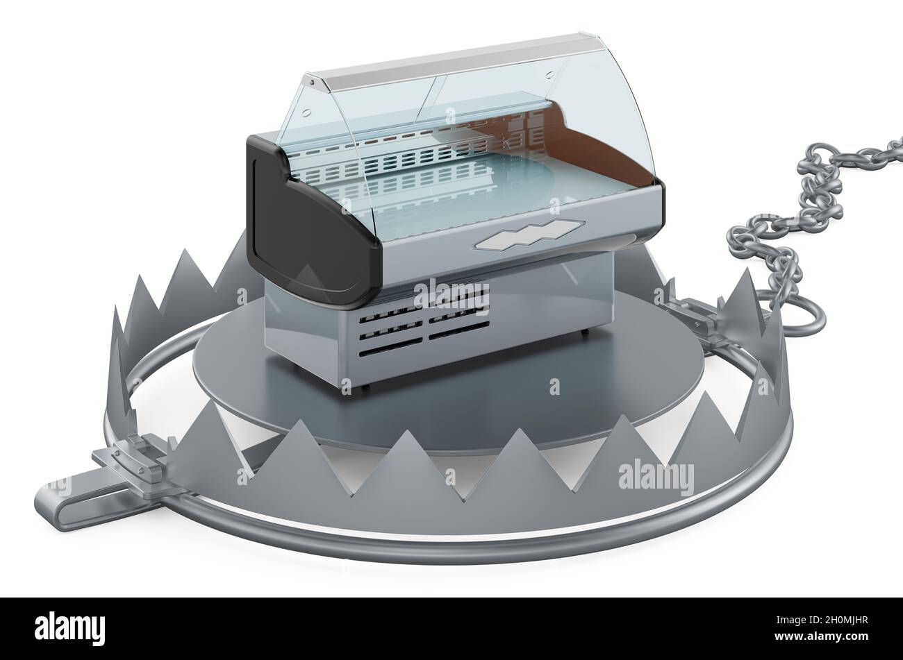 Bear Trap with display case, showcase. 3D rendering isolated on white ...