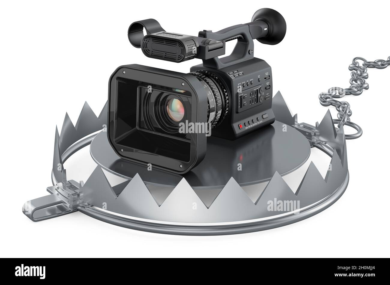 Bear Trap with professional video camera, 3D rendering isolated on ...