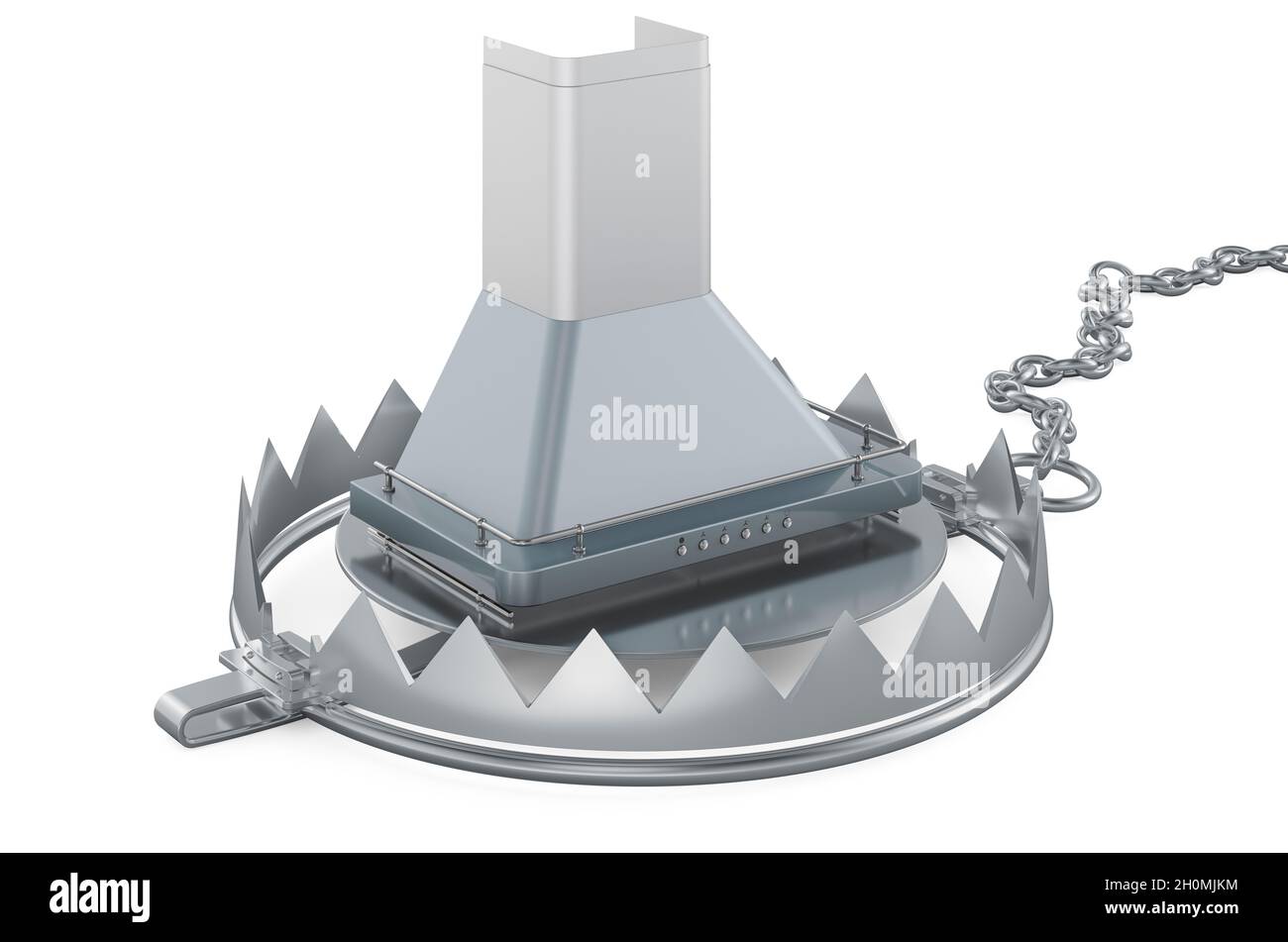 Bear Trap with kitchen exhaust hood, 3D rendering isolated on white ...