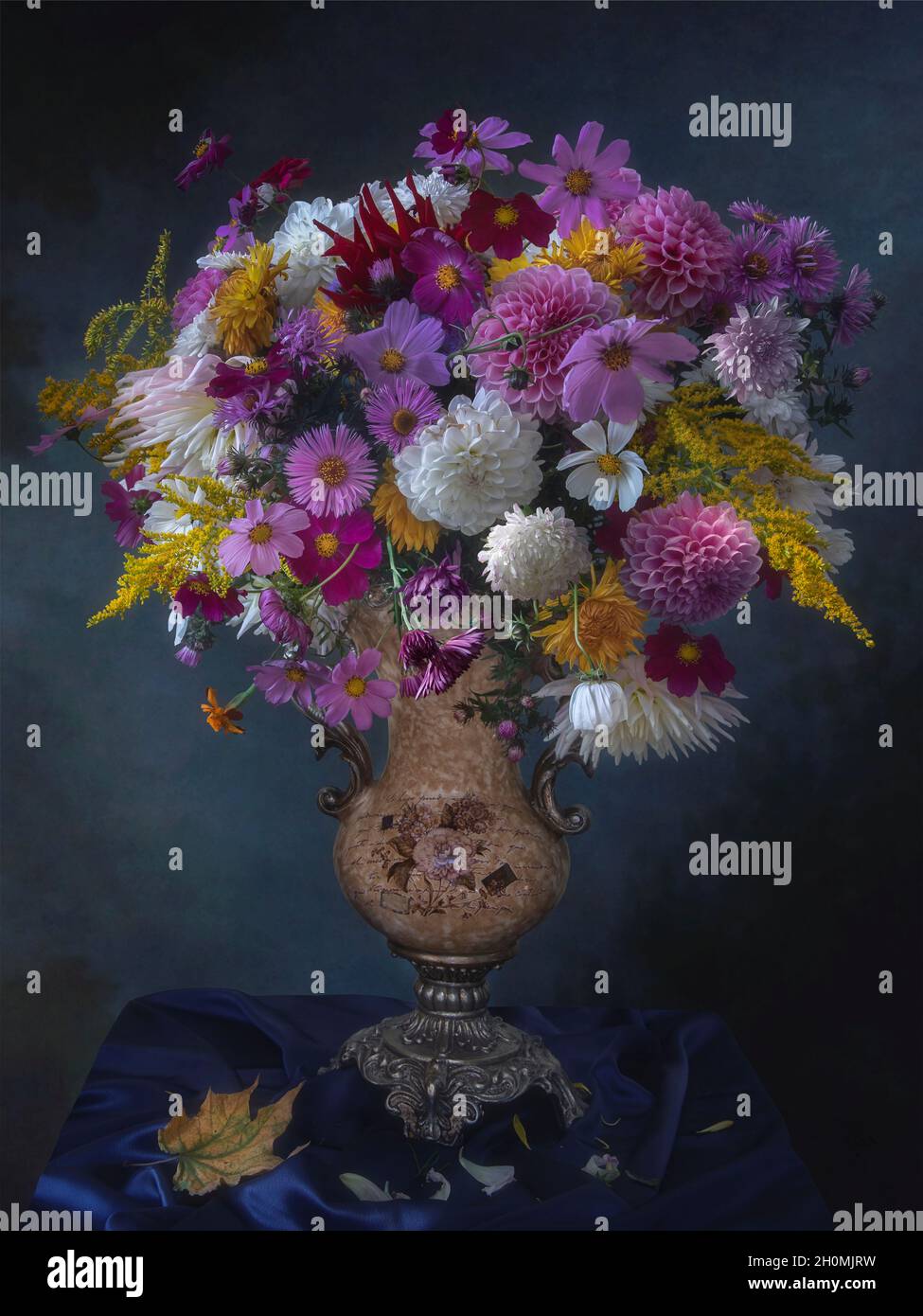 Still life with splendid bouquet of garden flowers Stock Photo - Alamy