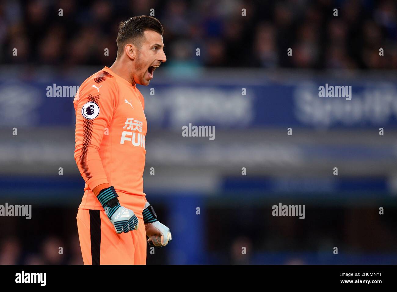 Newcastle United goalkeeper Martin Dubravka reacts Stock Photo