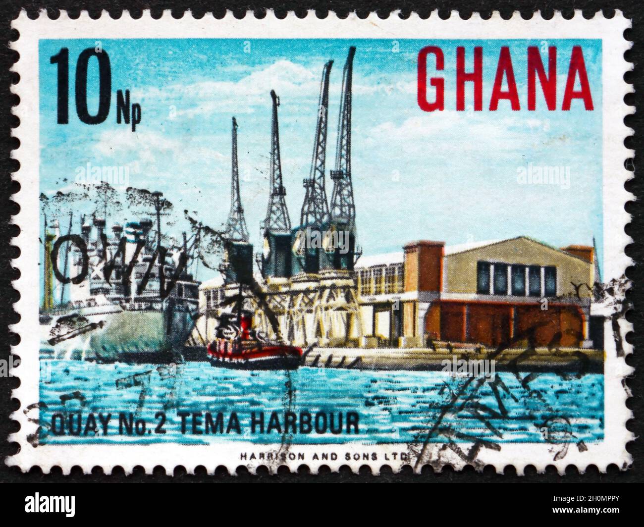 GHANA - CIRCA 1967: a stamp printed in Ghana shows Quay no 2, Tema harbor, circa 1967 Stock Photo