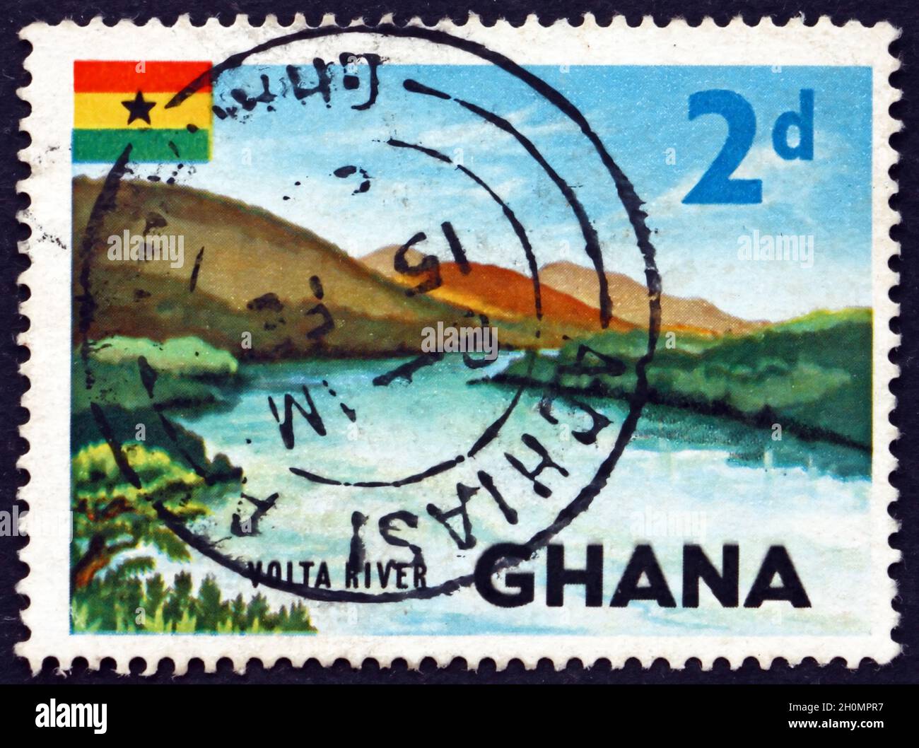 GHANA - CIRCA 1967: a stamp printed in Ghana shows View of Volta river, circa 1967 Stock Photo