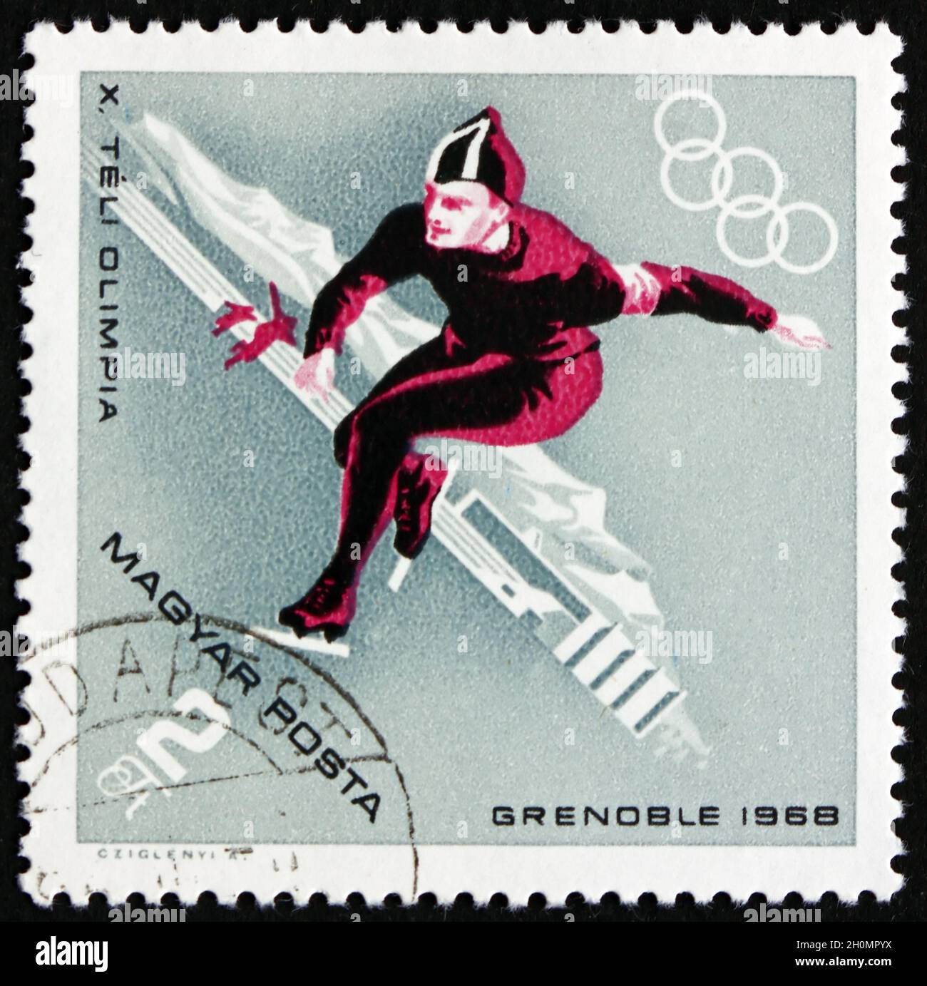HUNGARY CIRCA 1968 a stamp printed in Hungary shows Speed Skating
