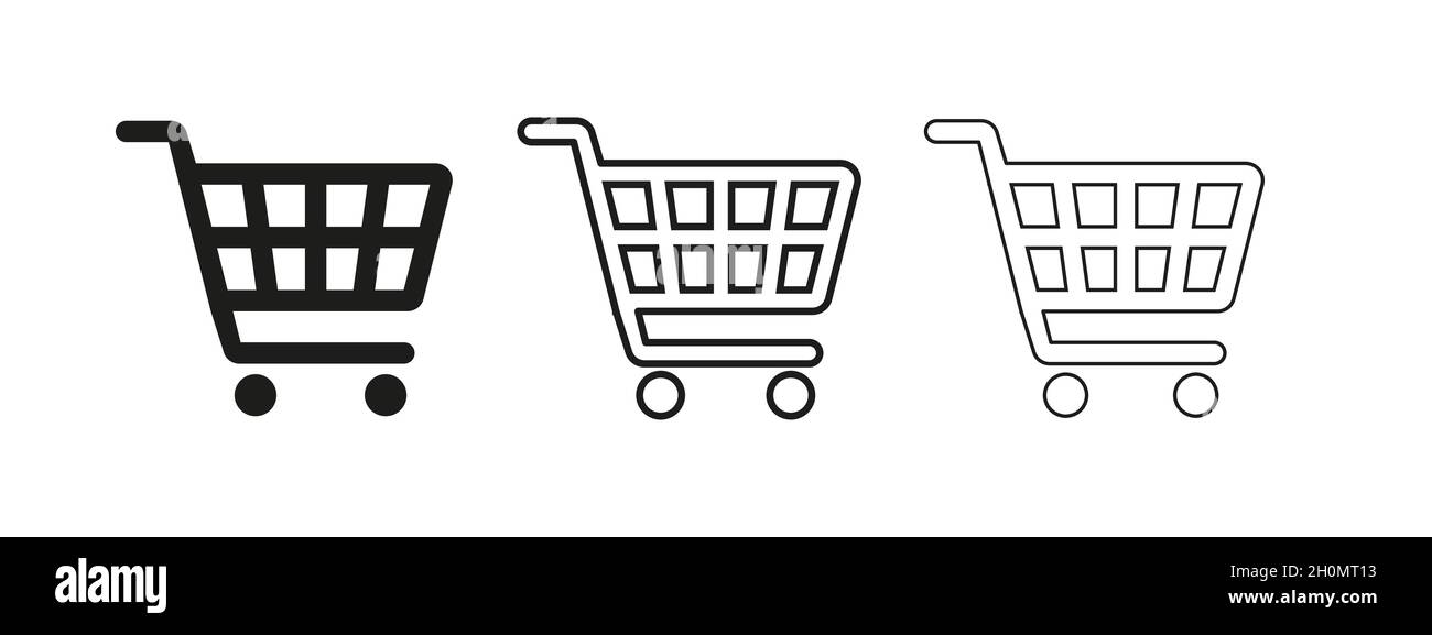 Set of shopping carts line art icon for apps and websites Stock Vector