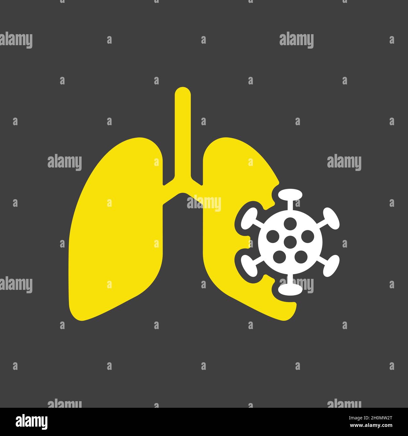 Human lungs infected by virus and bacteria vector glyph icon. Medical ...