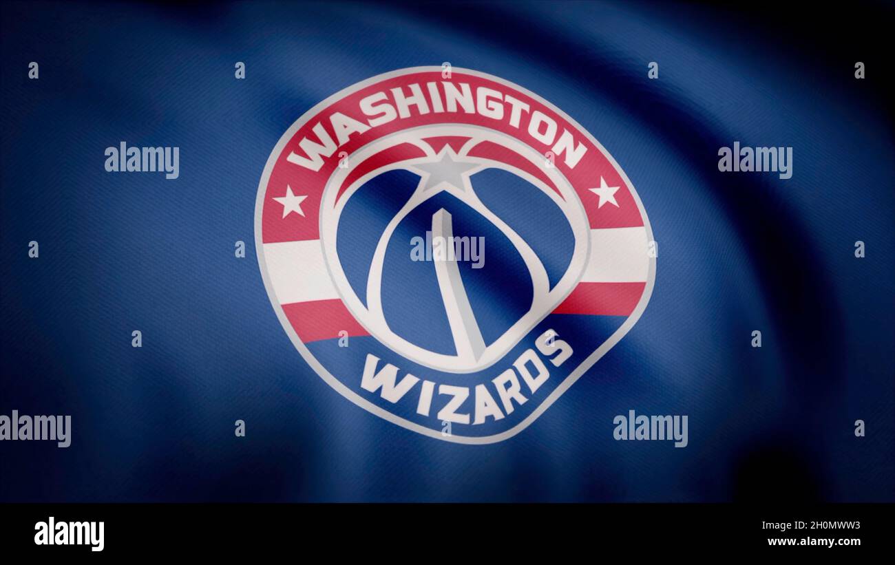 Basketball Washington Wizards flag is waving on transparent background ...