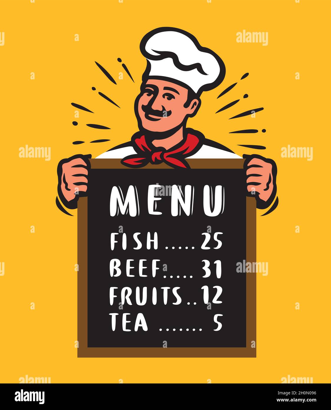 Chef presenting restaurant menu on board. Food concept cartoon vector  illustration Stock Vector Image & Art - Alamy