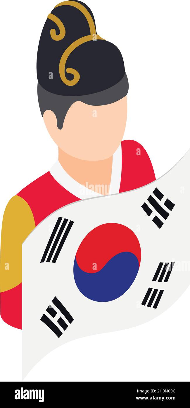 Korean guy icon isometric vector. Man 