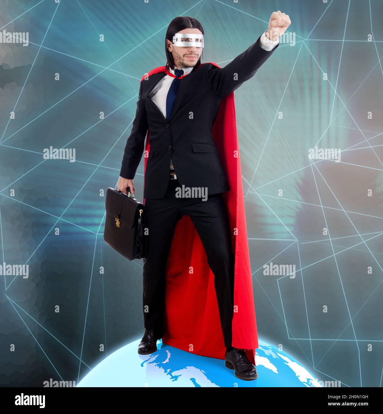 The man with superpowers ruling the world Stock Photo - Alamy
