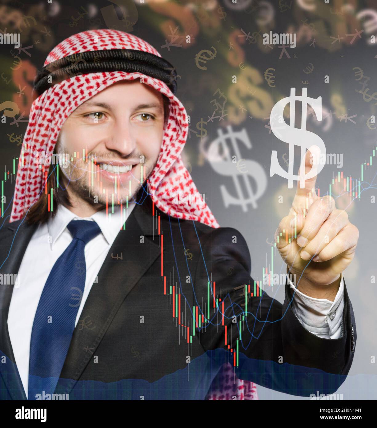 The arab man with dollars in business concept Stock Photo - Alamy