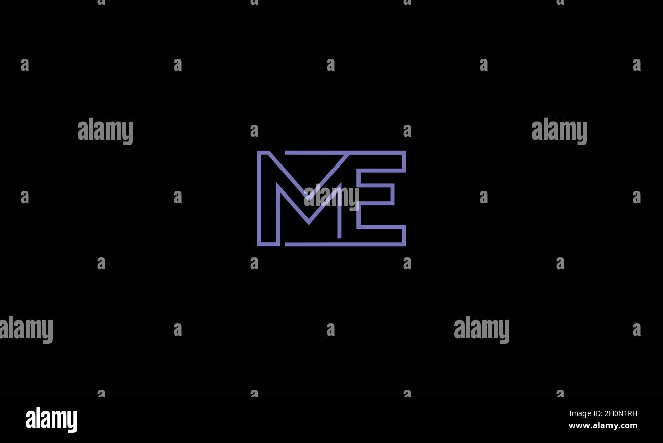LETTERS ME LOGO DESIGN WITH NEGATIVE SPACE EFFECT FOR ILLUSTRATION USE Stock Vector