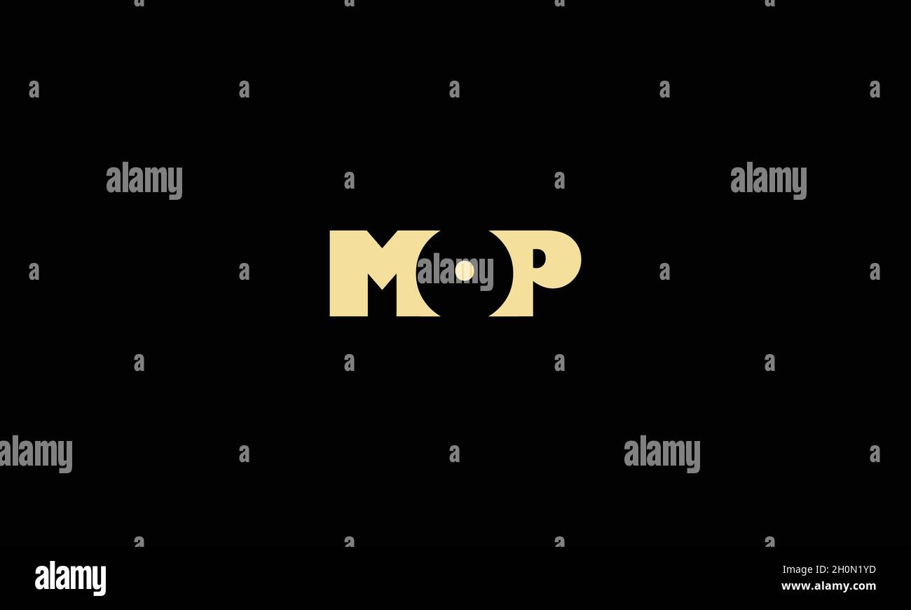 LETTERS MOP LOGO DESIGN WITH NEGATIVE SPACE EFFECT FOR ILLUSTRATION USE Stock Vector Image & Art