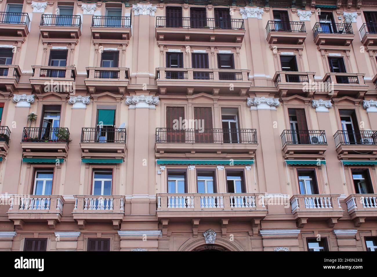 Italian facade of the old building with balconies Stock Photo - Alamy