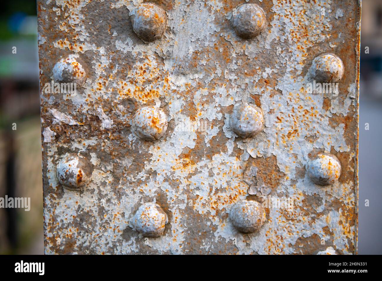 textured metal bridge support rusty in Georgia Stock Photo