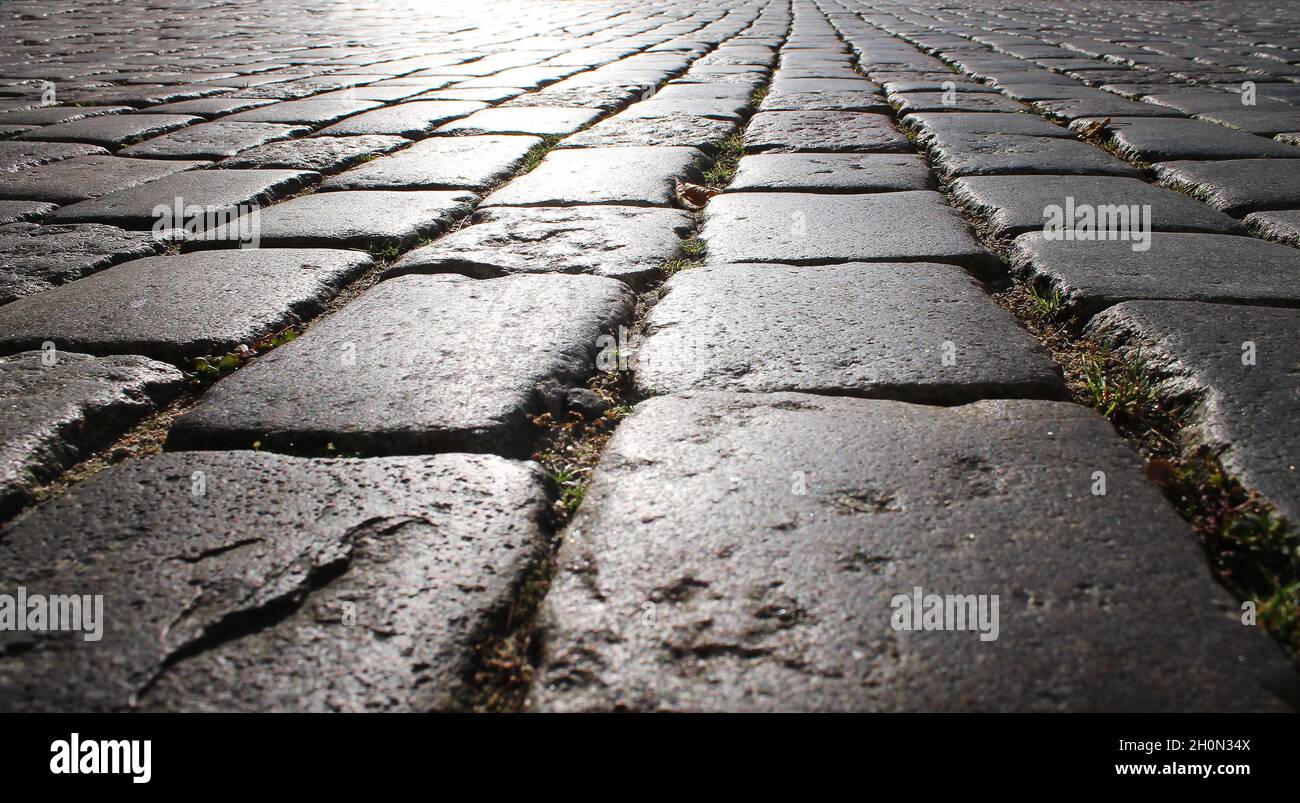cobblestone, stone pavement texture in the city Stock Photo - Alamy