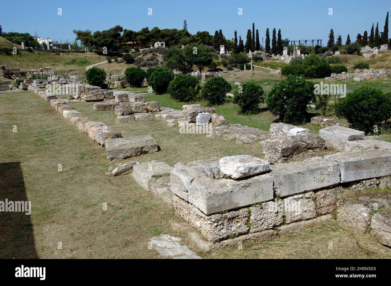 Greece, Athens. Area of Kerameikos (Ceramicus). Remains of the Dipylon Gate, the main gate in the city wall of Classical Athens. Stock Photo
