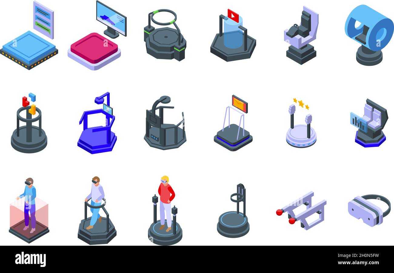 Vr platform icons set isometric vector. Augmented reality. Digital ...