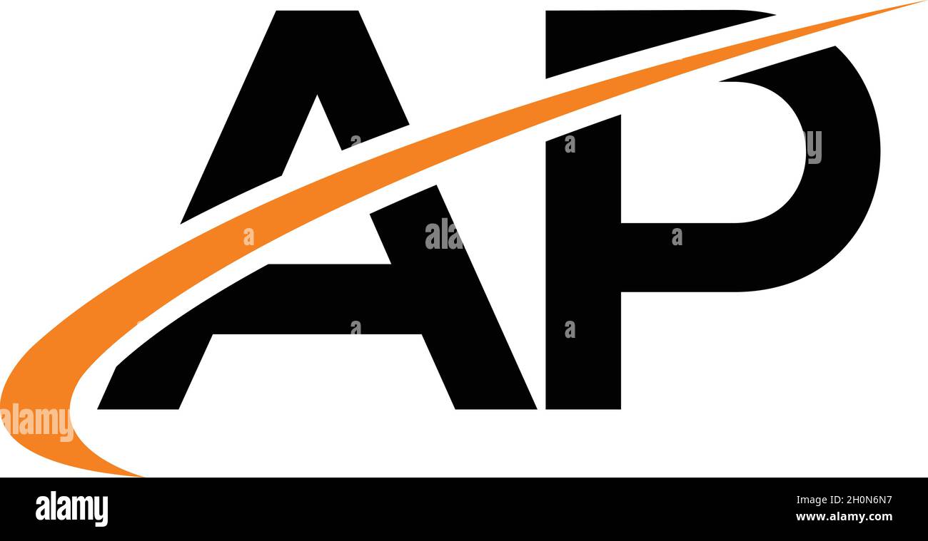 LETTERS AP LOGO DESIGN WITH NEGATIVE SPACE EFFECT FOR ILLUSTRATION USE Stock Vector