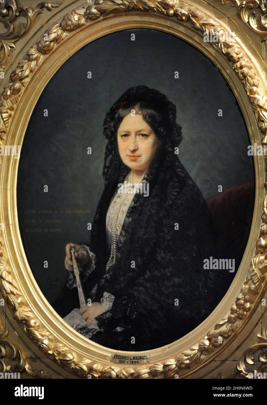 Federico de Madrazo y Kuntz (1815-1894). Spanish painter. Maria Encarnacion  Cueto de Saavedra, Duchess of Rivas. Oil on canvas, 1878. Museum of Romant  Stock Photo - Alamy