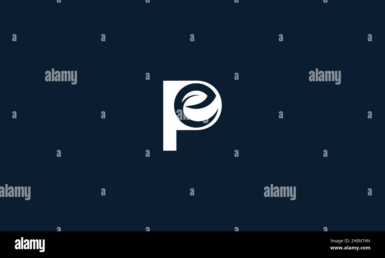 Letter p and e with negative space effect for eco logo design Stock Vector