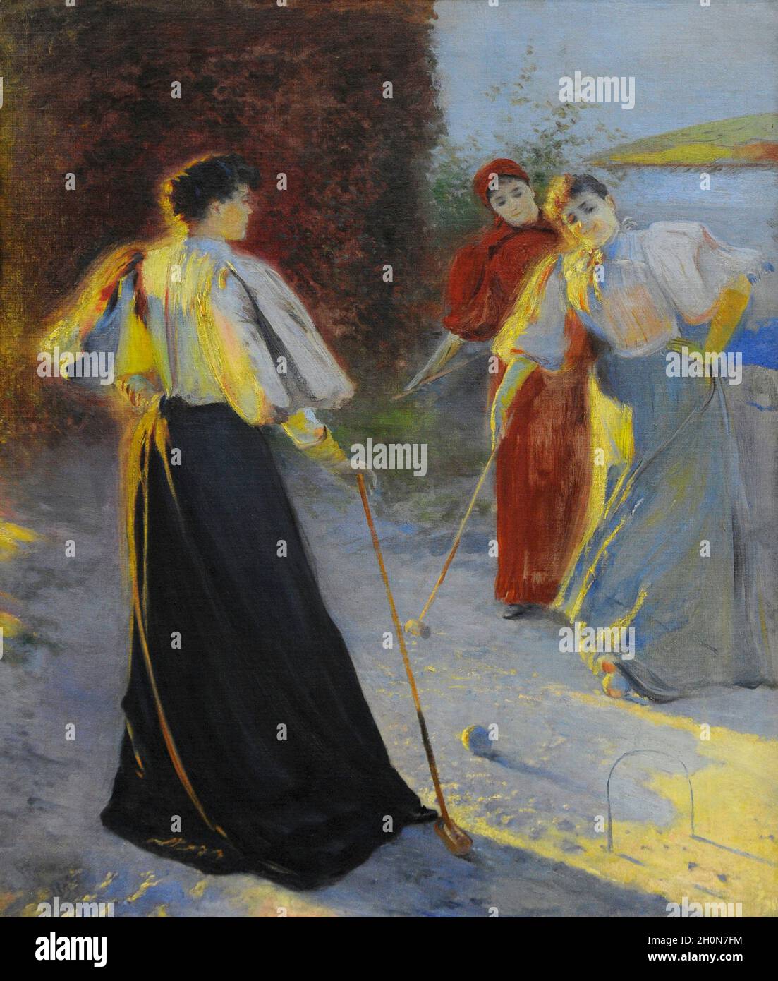 Leon Wyczolkowski (1852-1936). Polish painter of Young Poland movement. A Game of Croquet, 1895. 19th Century Polish Art Gallery (Sukiennice Museum). Stock Photo