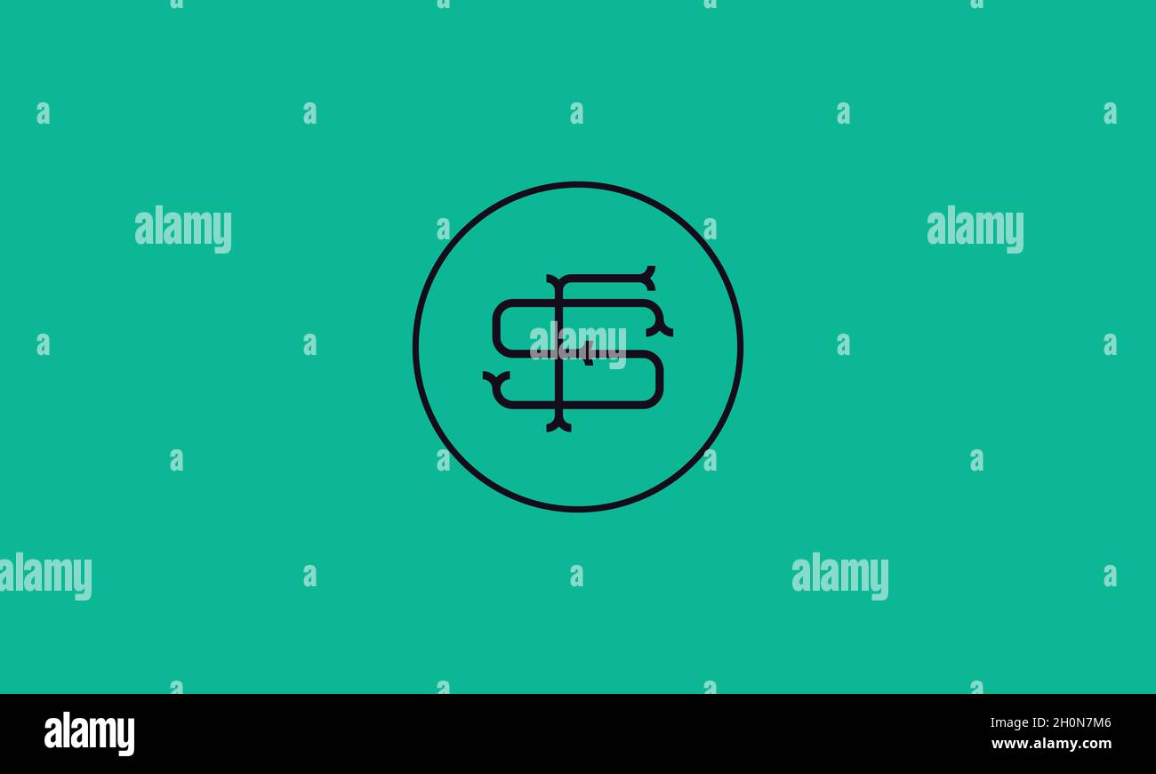 LETTERS SF LOGO DESIGN WITH NEGATIVE SPACE EFFECT FOR ILLUSTRATION USE Stock Vector