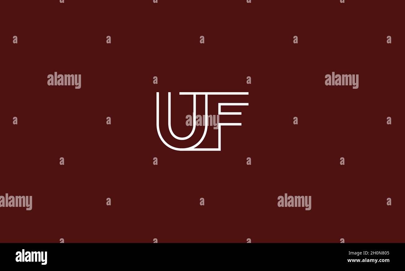 LETTERS UF LOGO DESIGN WITH NEGATIVE SPACE EFFECT FOR ILLUSTRATION USE Stock Vector
