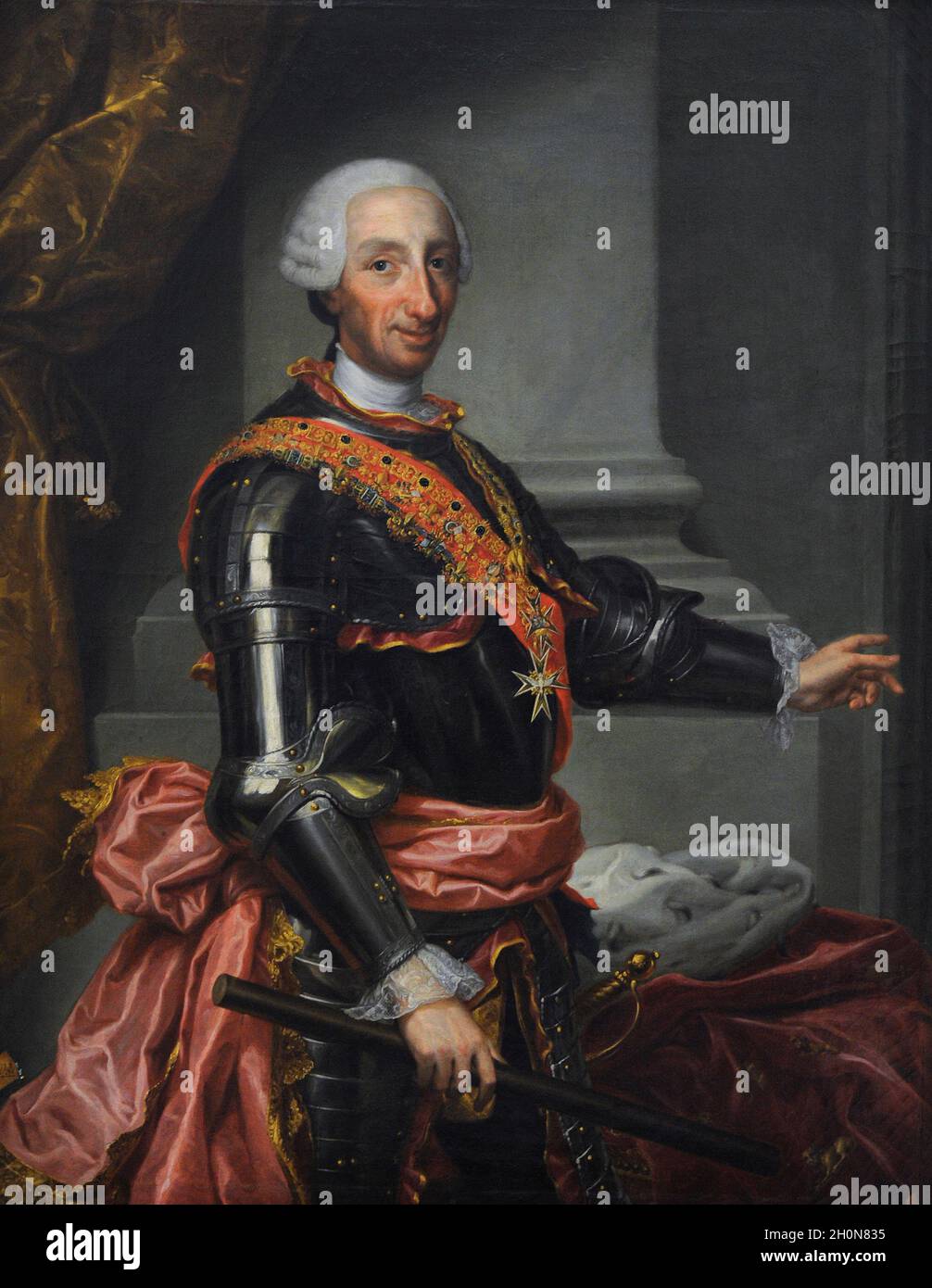 Charles III (1716-1788). King of Spain. Portrait by Andres de la Calleja (1705-1785), copy after a painting by Anton Rafael Mengs. San Fernando Royal Stock Photo