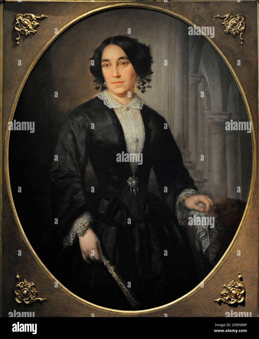 Jose Maria Romero Lopez (1816-1894). Spanish painter. Portrait of a lady, 1853. Museum of Romanticism. Madrid. Spain. Stock Photo