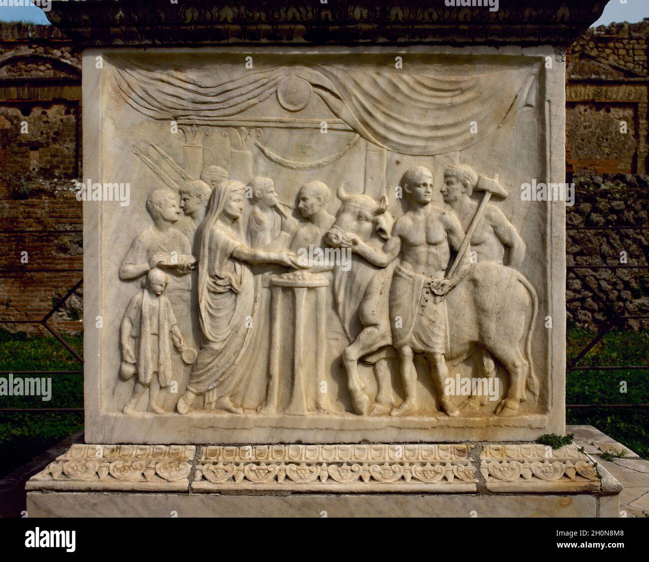 Italy, Pompeii. Altar of theTemple of Vespasian, 1st century AD. Relief ...