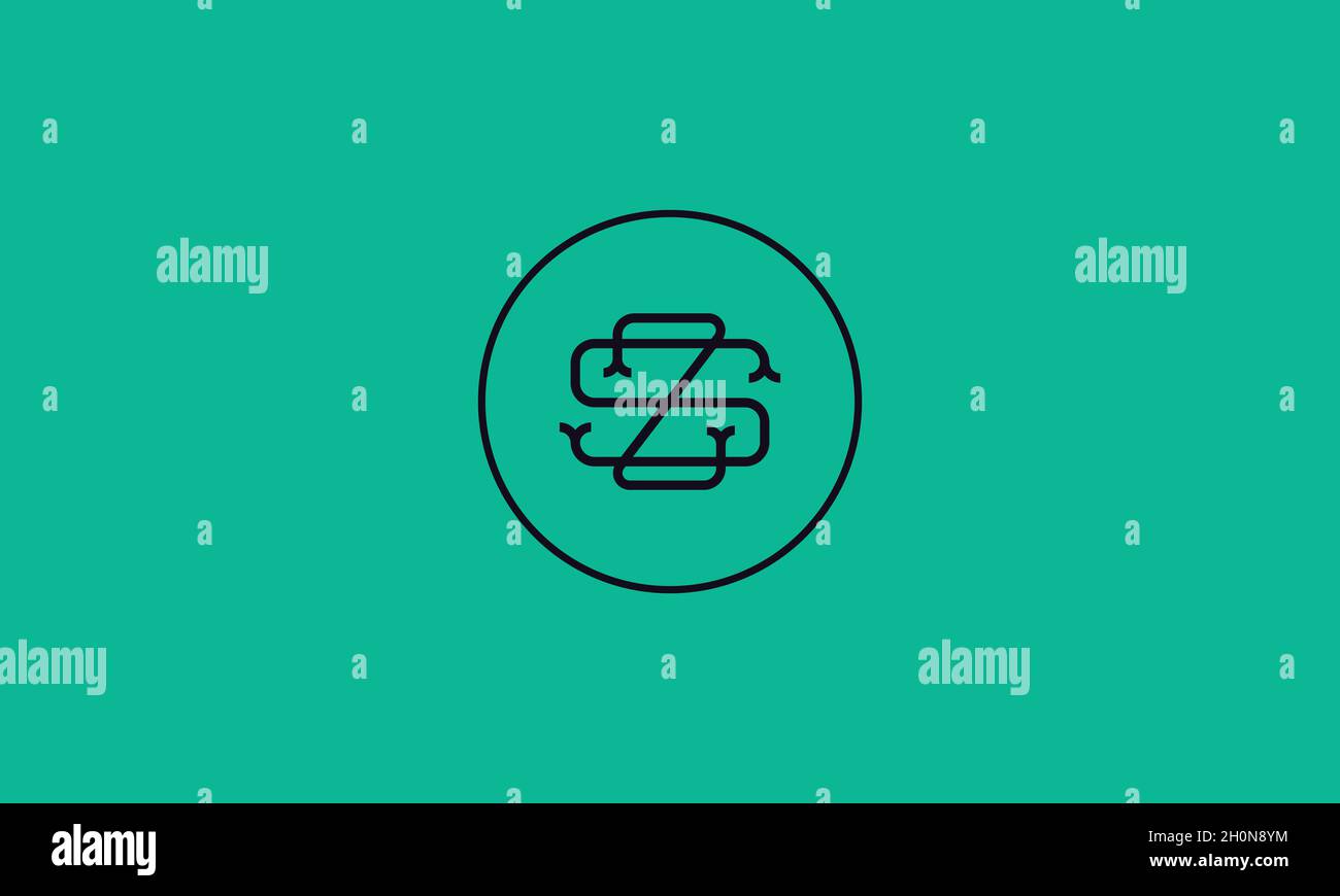 LETTERS SZ LOGO DESIGN WITH NEGATIVE SPACE EFFECT FOR ILLUSTRATION USE Stock Vector
