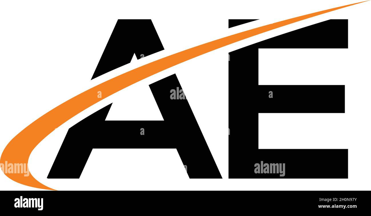LETTERS AE LOGO DESIGN WITH NEGATIVE SPACE EFFECT FOR ILLUSTRATION USE Stock Vector