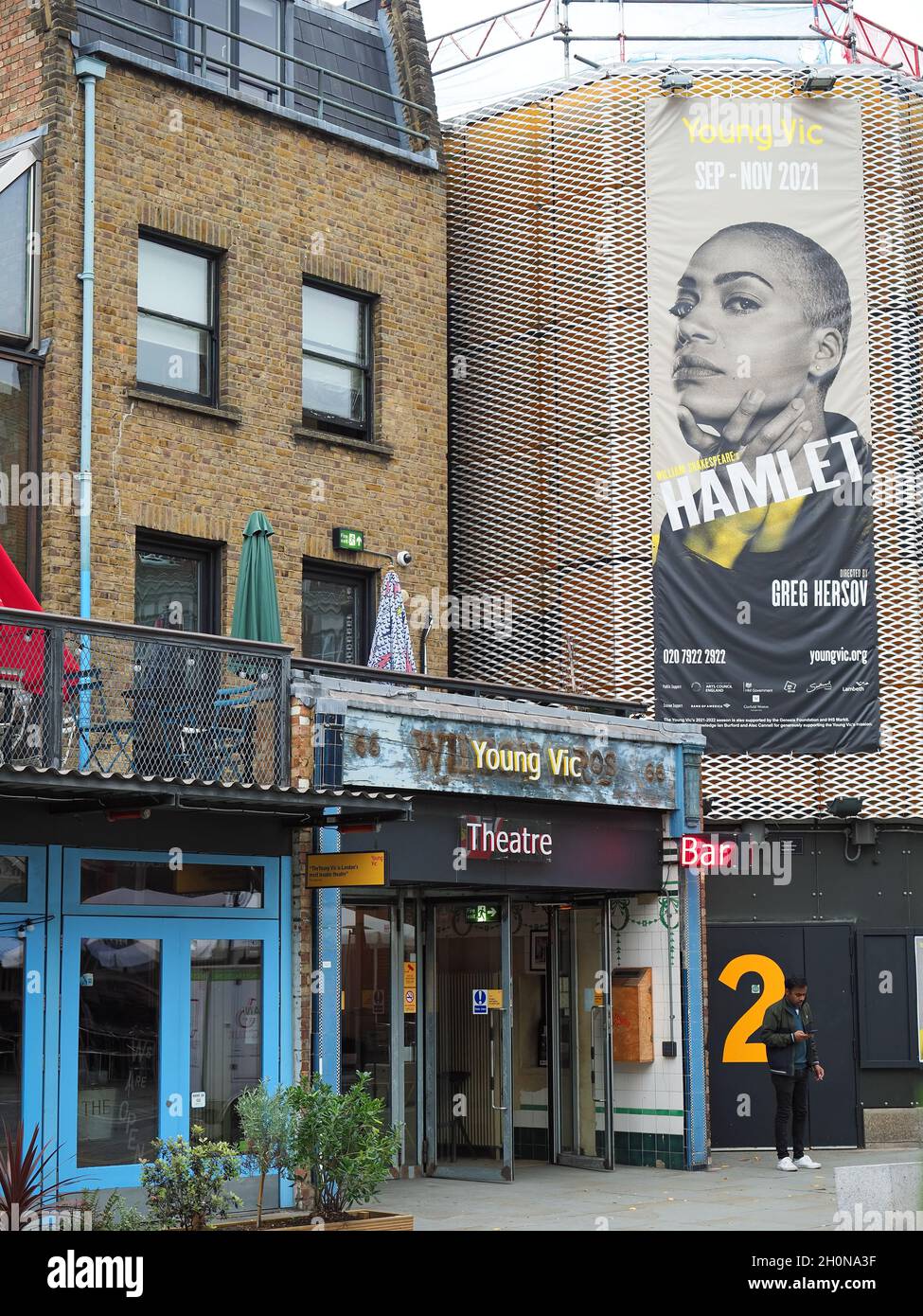 Front view of the Young Vic Theatre in The Cut in South London Stock Photo