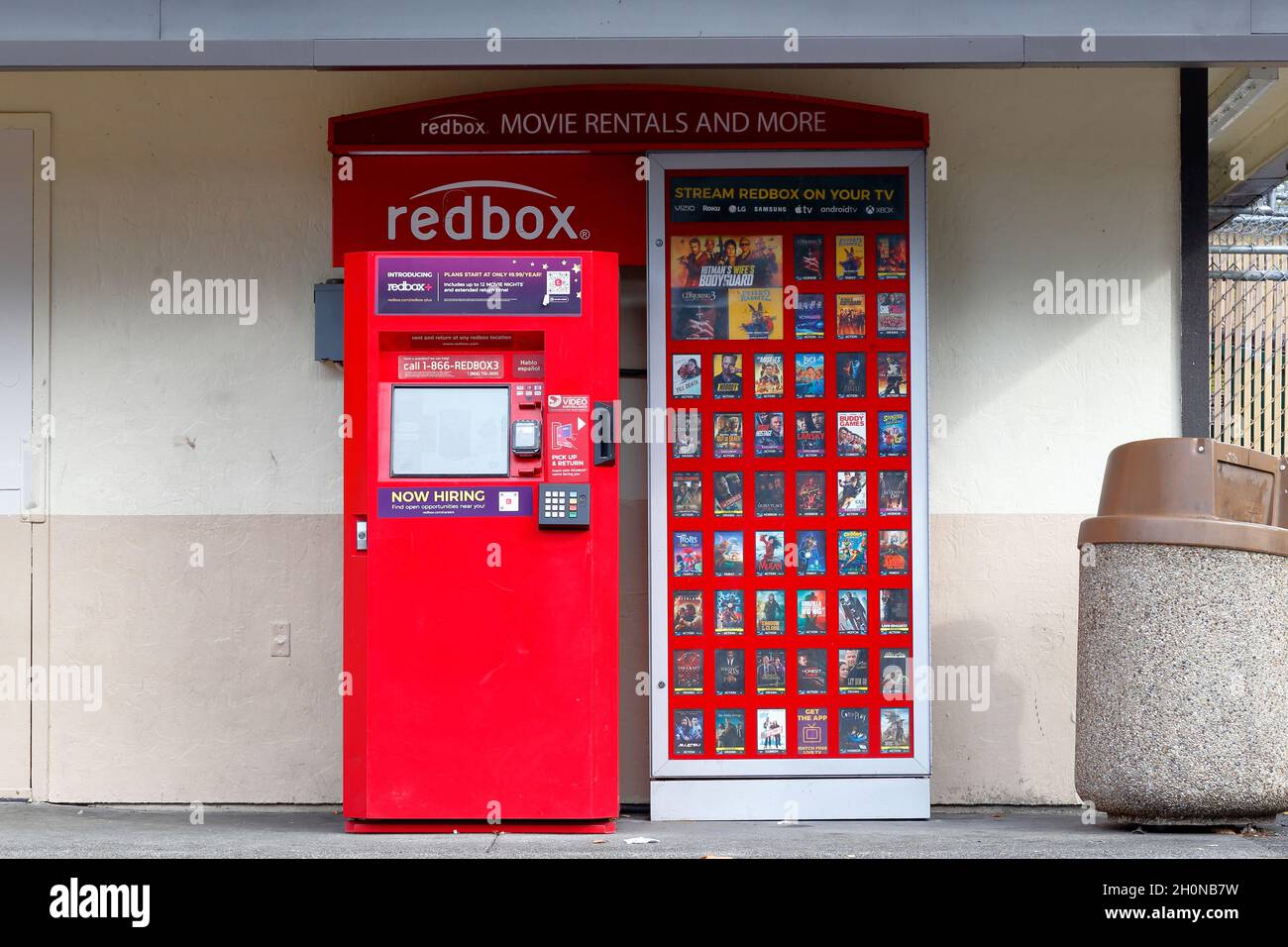 A Redbox dvd movie rental vending machine kiosk. Stock Photo