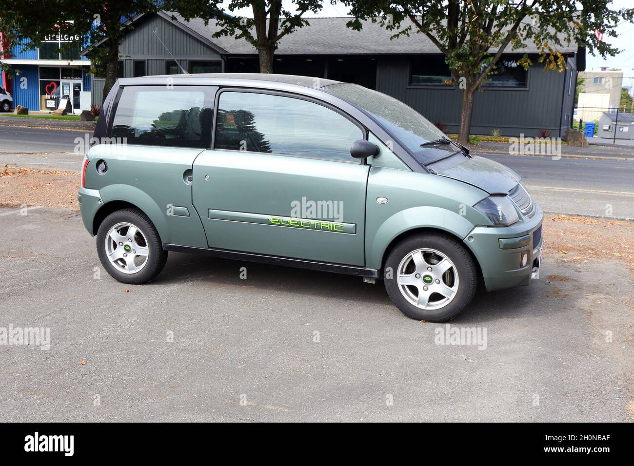 A ZENN electric car, a low speed neighborhood electric vehicle (NEV) Stock Photo