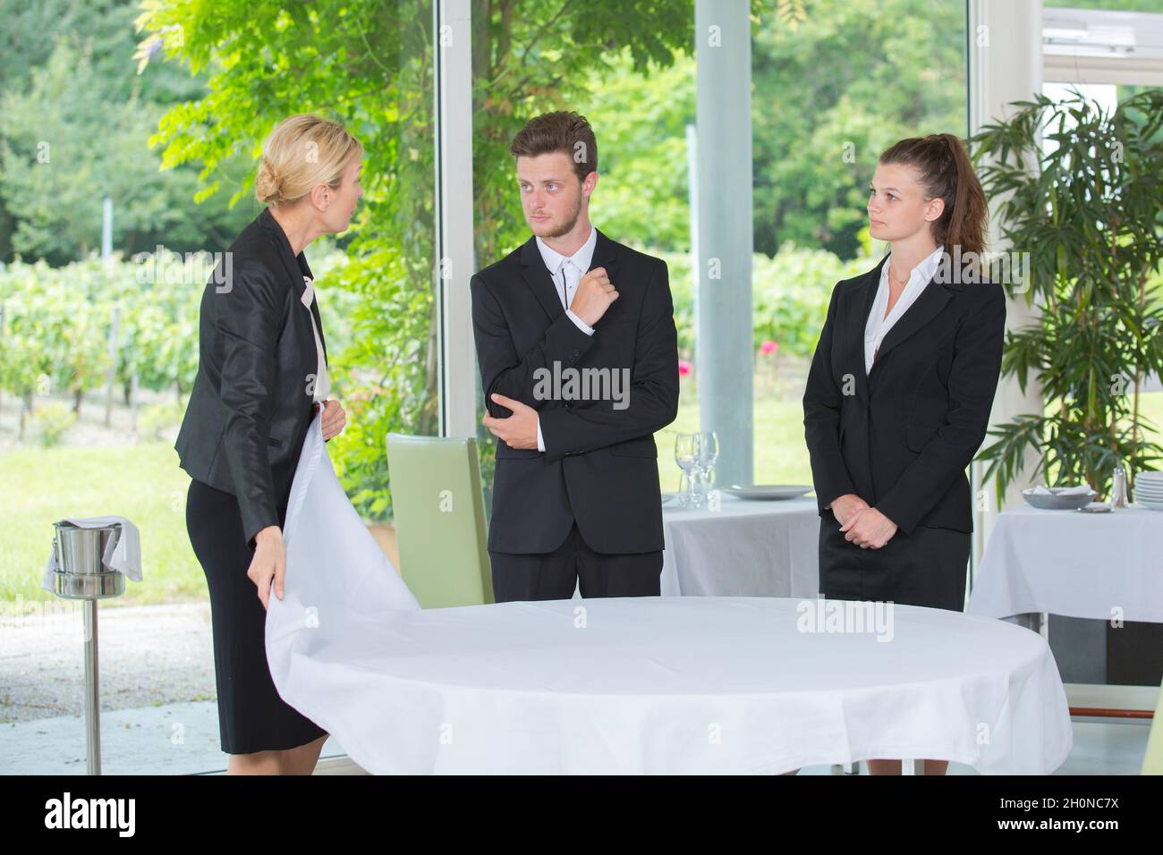 future restaurant staffs having a practical lesson Stock Photo