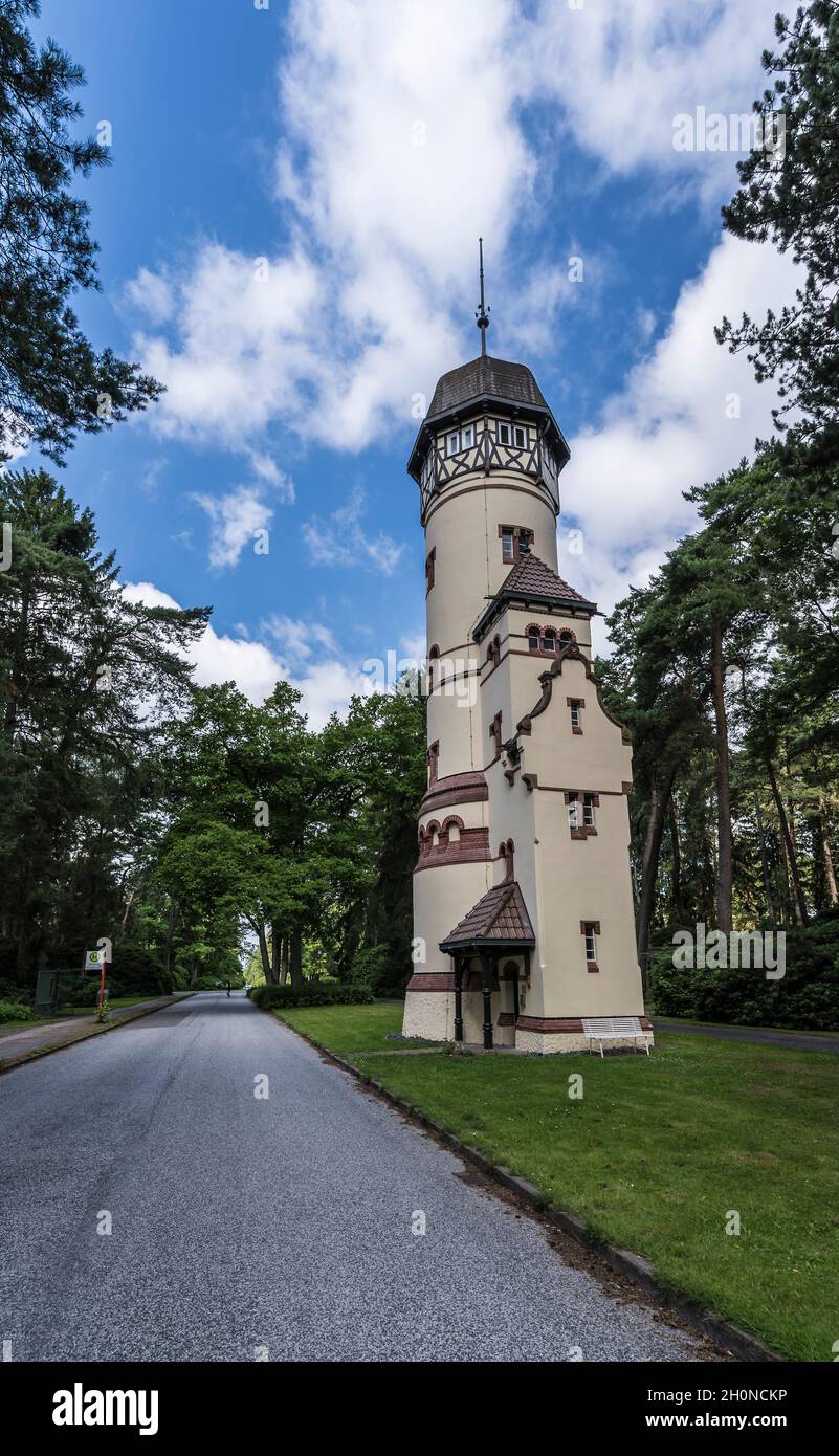 Water tower on the graveyard of Hamburg Ohlsdorf. Stock Photo